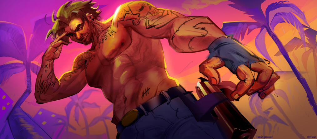 Shaded halfbody (dynamic background)